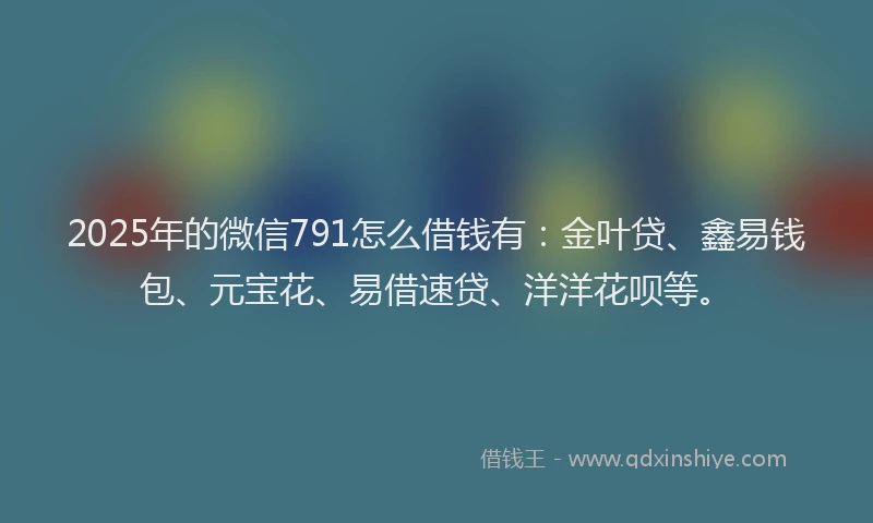 2025年的微信791怎么借钱有：金叶贷、鑫易钱包、元宝花、易借速贷、洋洋花呗等。