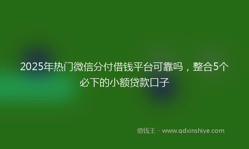 2025年热门微信分付借钱平台可靠吗，整合5个必下的小额贷款口子