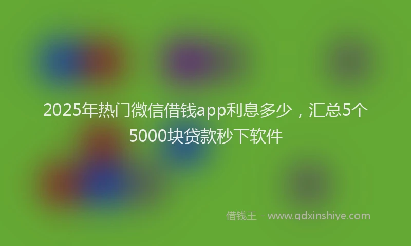2025年热门微信借钱app利息多少，汇总5个5000块贷款秒下软件