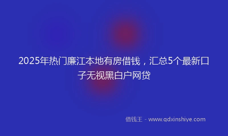 2025年热门廉江本地有房借钱，汇总5个最新口子无视黑白户网贷