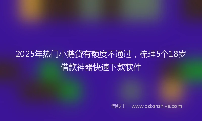 2025年热门小鹅贷有额度不通过，梳理5个18岁借款神器快速下款软件
