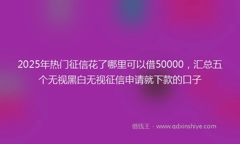 2025年热门征信花了哪里可以借50000，汇总五个无视黑白无视征信申请就下款的口子