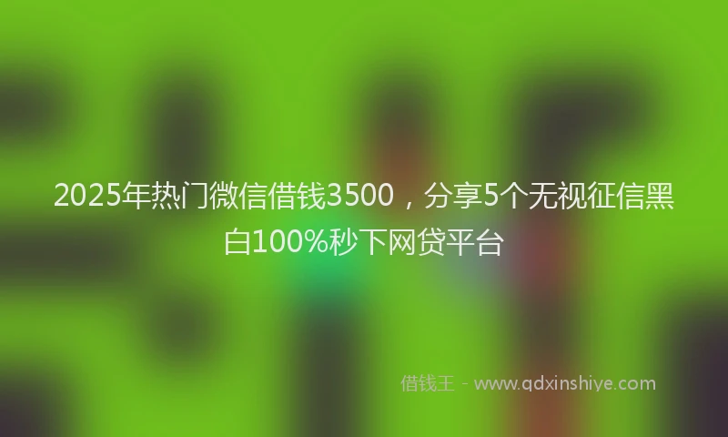 2025年热门微信借钱3500，分享5个无视征信黑白100%秒下网贷平台