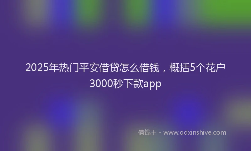 2025年热门平安借贷怎么借钱，概括5个花户3000秒下款app