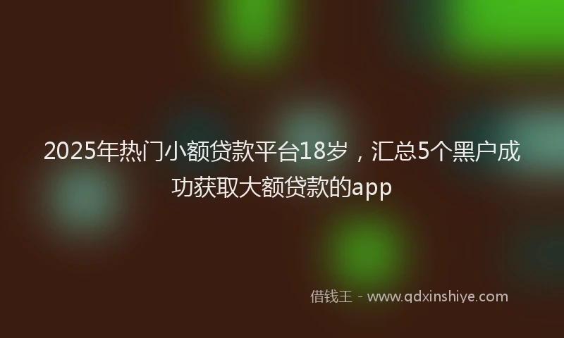 2025年热门小额贷款平台18岁，汇总5个黑户成功获取大额贷款的app