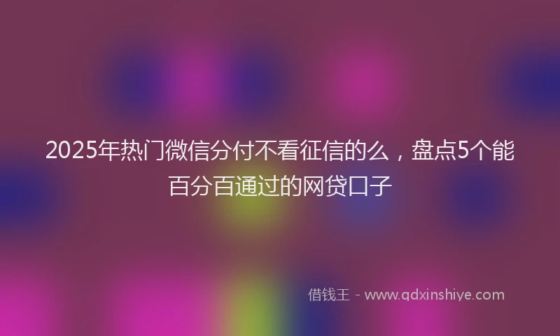 2025年热门微信分付不看征信的么，盘点5个能百分百通过的网贷口子