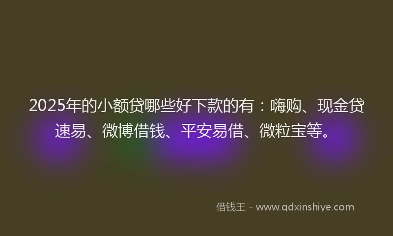 2025年的小额贷哪些好下款的有：嗨购、现金贷速易、微博借钱、平安易借、微粒宝等。