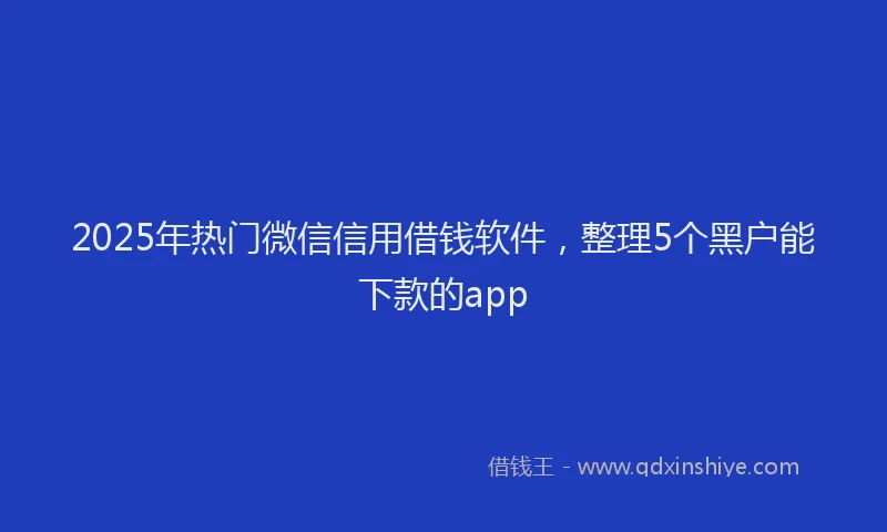 2025年热门微信信用借钱软件，整理5个黑户能下款的app