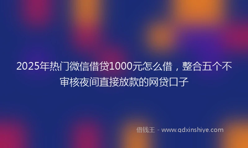2025年热门微信借贷1000元怎么借，整合五个不审核夜间直接放款的网贷口子