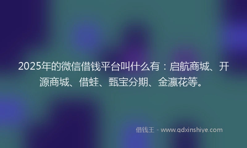 2025年的微信借钱平台叫什么有：启航商城、开源商城、借蛙、甄宝分期、金瀛花等。
