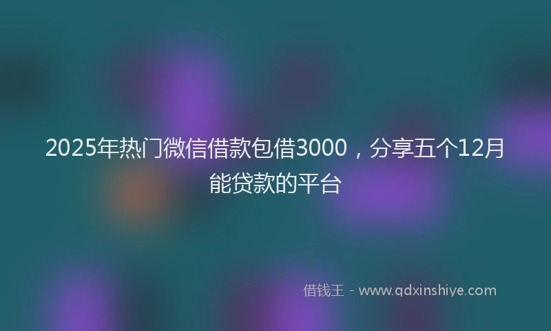 2025年热门微信借款包借3000，分享五个12月能贷款的平台