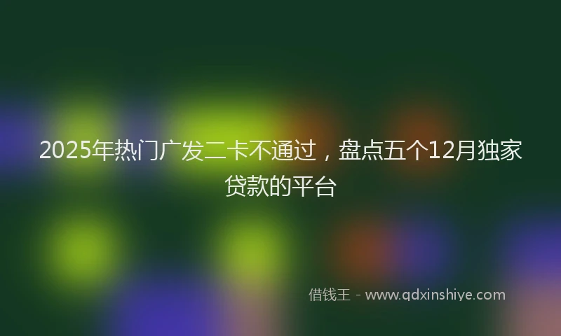 2025年热门广发二卡不通过，盘点五个12月独家贷款的平台