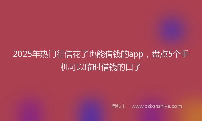 2025年热门征信花了也能借钱的app，盘点5个手机可以临时借钱的口子