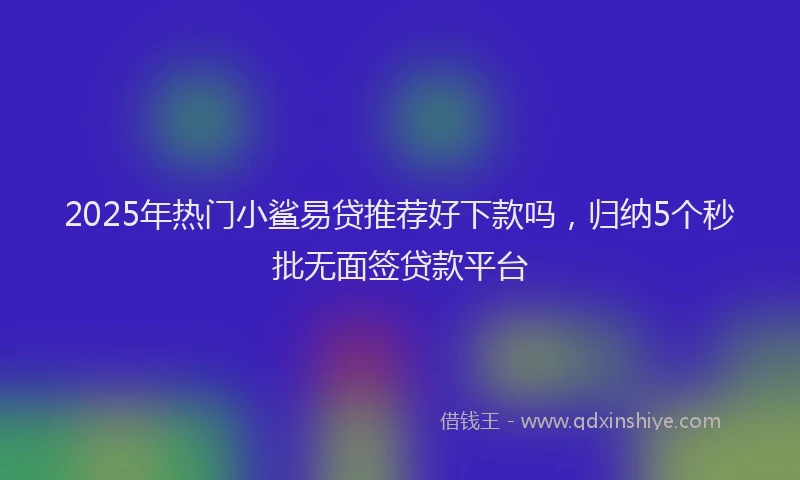 2025年热门小鲨易贷推荐好下款吗，归纳5个秒批无面签贷款平台