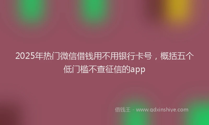 2025年热门微信借钱用不用银行卡号，概括五个低门槛不查征信的app