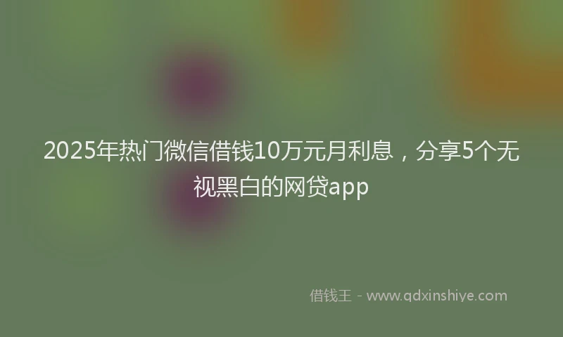 2025年热门微信借钱10万元月利息，分享5个无视黑白的网贷app