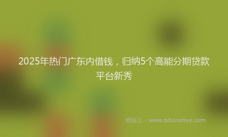 2025年热门广东内借钱，归纳5个高能分期贷款平台新秀