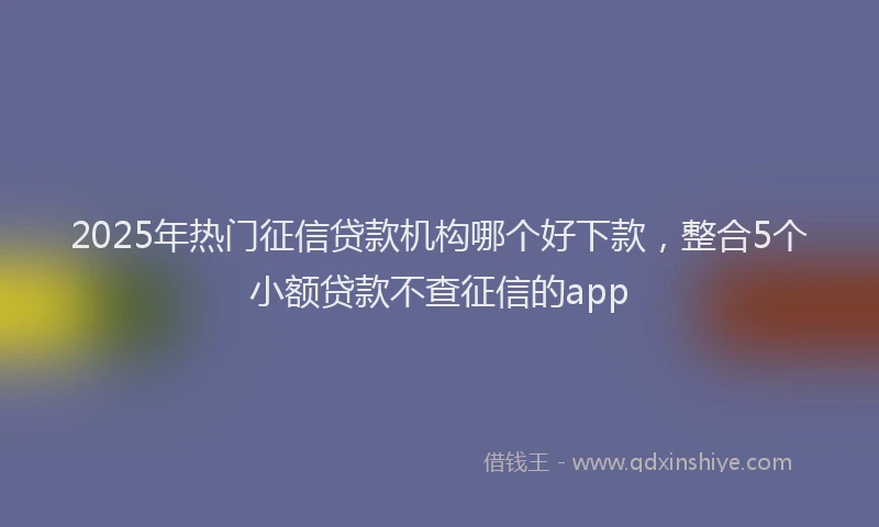 2025年热门征信贷款机构哪个好下款，整合5个小额贷款不查征信的app