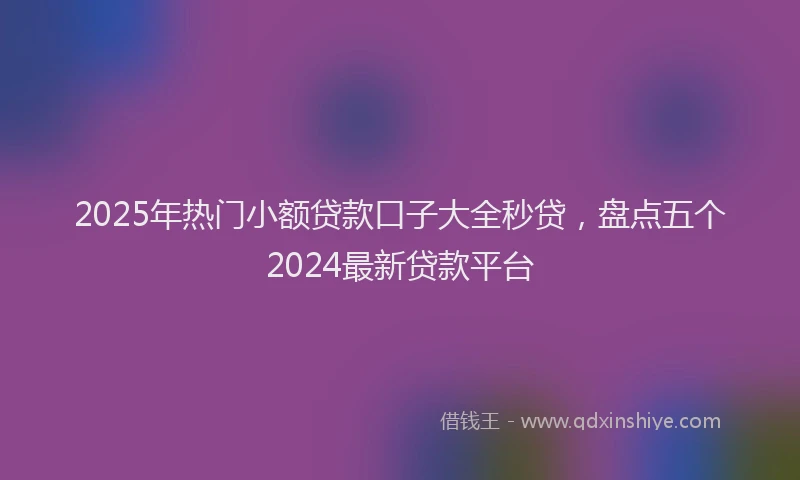 2025年热门小额贷款口子大全秒贷，盘点五个2024最新贷款平台