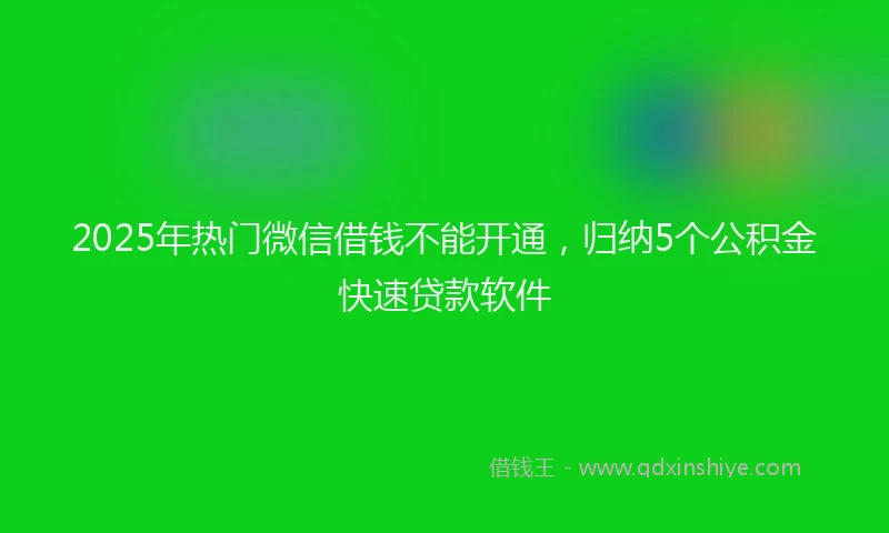 2025年热门微信借钱不能开通，归纳5个公积金快速贷款软件