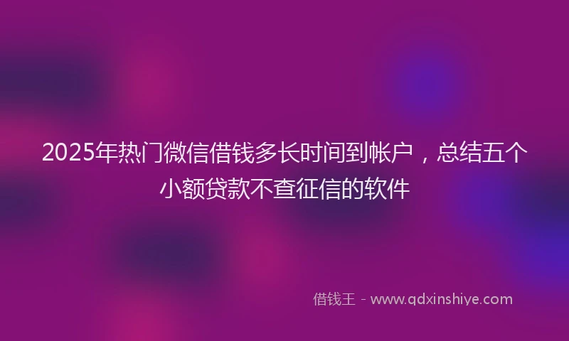 2025年热门微信借钱多长时间到帐户，总结五个小额贷款不查征信的软件