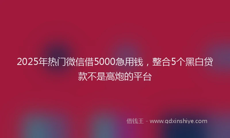 2025年热门微信借5000急用钱，整合5个黑白贷款不是高炮的平台