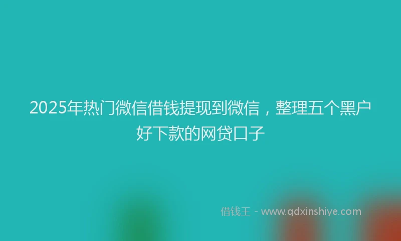 2025年热门微信借钱提现到微信，整理五个黑户好下款的网贷口子