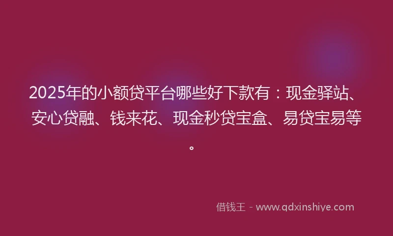2025年的小额贷平台哪些好下款有：现金驿站、安心贷融、钱来花、现金秒贷宝盒、易贷宝易等。