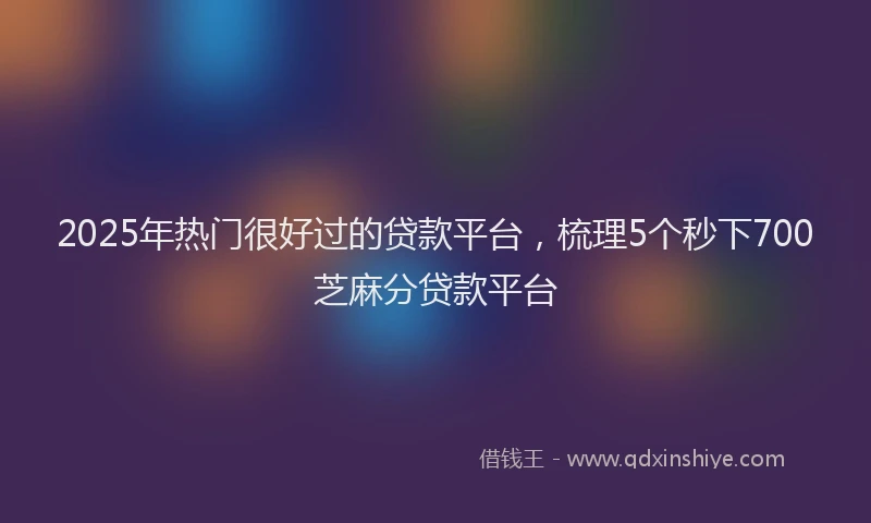 2025年热门很好过的贷款平台，梳理5个秒下700芝麻分贷款平台