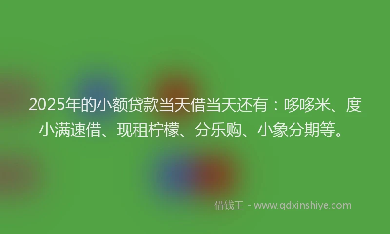 2025年的小额贷款当天借当天还有：哆哆米、度小满速借、现租柠檬、分乐购、小象分期等。