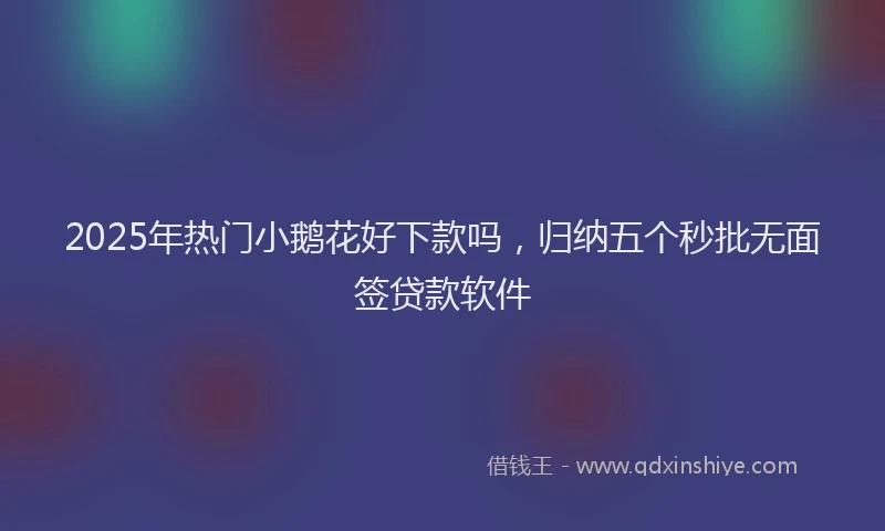 2025年热门小鹅花好下款吗，归纳五个秒批无面签贷款软件