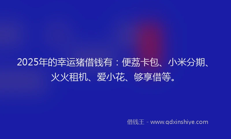 2025年的幸运猪借钱有:便荔卡包、小米分期、火火租机、爱小花、够享借等。