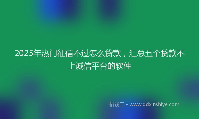 2025年热门征信不过怎么贷款，汇总五个贷款不上诚信平台的软件