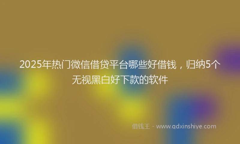 2025年热门微信借贷平台哪些好借钱，归纳5个无视黑白好下款的软件