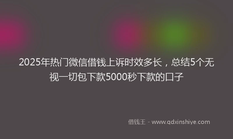 2025年热门微信借钱上诉时效多长，总结5个无视一切包下款5000秒下款的口子