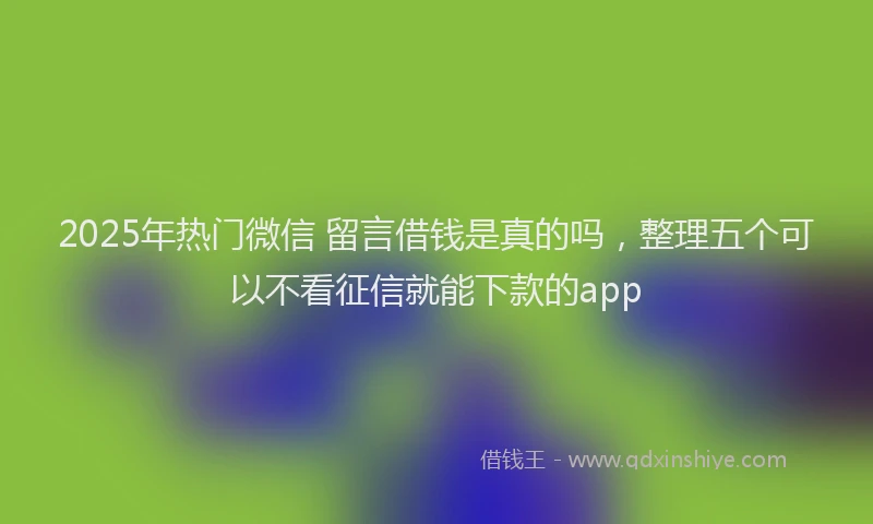 2025年热门微信 留言借钱是真的吗，整理五个可以不看征信就能下款的app