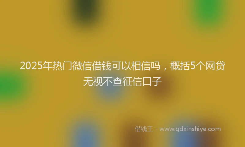 2025年热门微信借钱可以相信吗，概括5个网贷无视不查征信口子