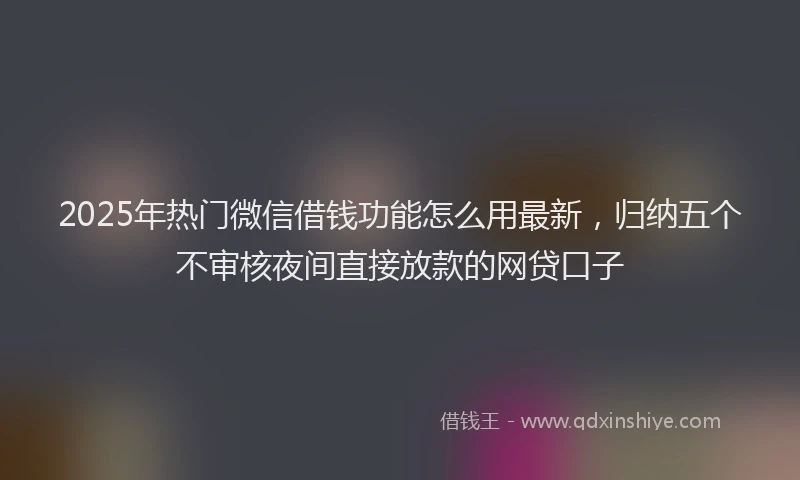 2025年热门微信借钱功能怎么用最新，归纳五个不审核夜间直接放款的网贷口子
