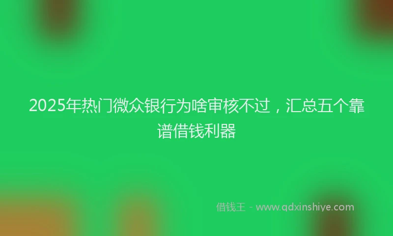 2025年热门微众银行为啥审核不过，汇总五个靠谱借钱利器