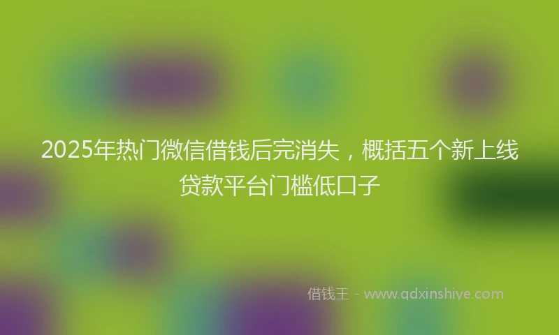 2025年热门微信借钱后完消失，概括五个新上线贷款平台门槛低口子