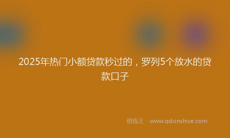 2025年热门小额贷款秒过的，罗列5个放水的贷款口子