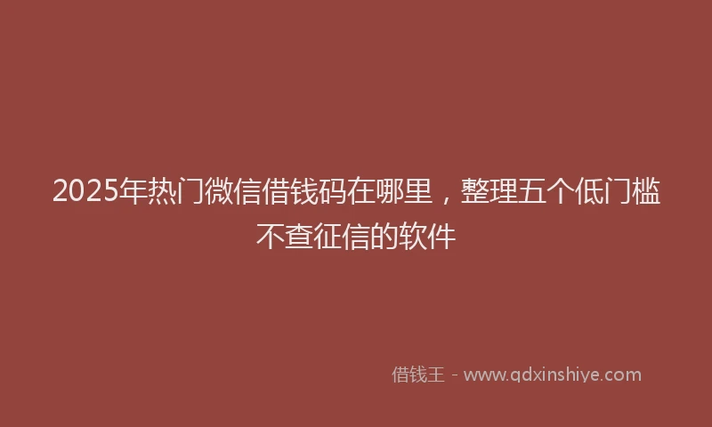 2025年热门微信借钱码在哪里，整理五个低门槛不查征信的软件