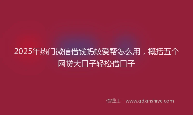 2025年热门微信借钱蚂蚁爱帮怎么用，概括五个网贷大口子轻松借口子