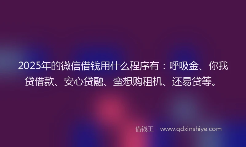 2025年的微信借钱用什么程序有：呼吸金、你我贷借款、安心贷融、蛮想购租机、还易贷等。