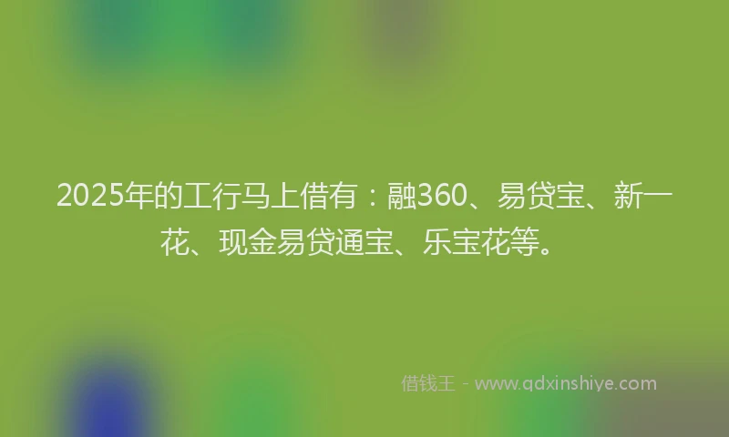 2025年的工行马上借有：融360、易贷宝、新一花、现金易贷通宝、乐宝花等。