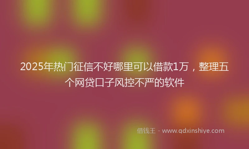 2025年热门征信不好哪里可以借款1万，整理五个网贷口子风控不严的软件