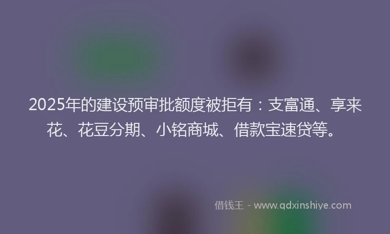 2025年的建设预审批额度被拒有：支富通、享来花、花豆分期、小铭商城、借款宝速贷等。