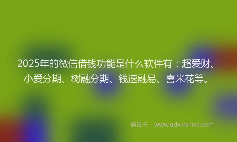 2025年的微信借钱功能是什么软件有：超爱财、小爱分期、树融分期、钱速融易、喜米花等。