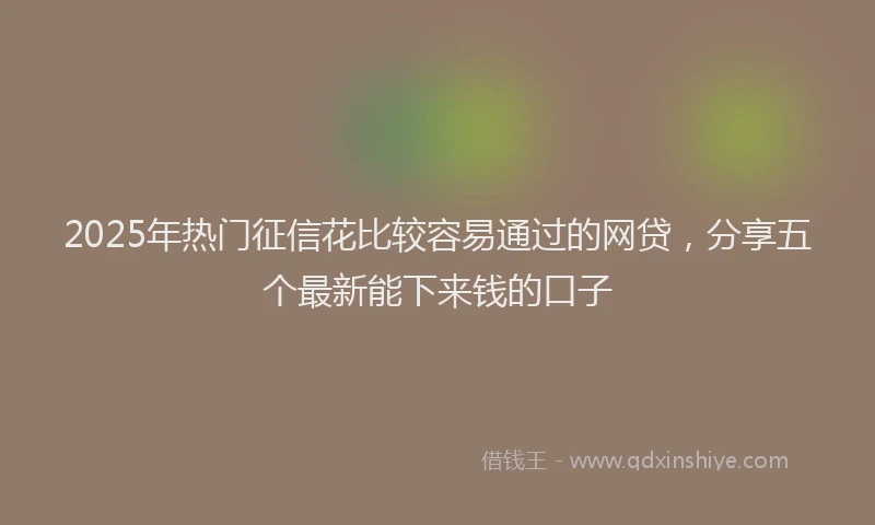 2025年热门征信花比较容易通过的网贷，分享五个最新能下来钱的口子