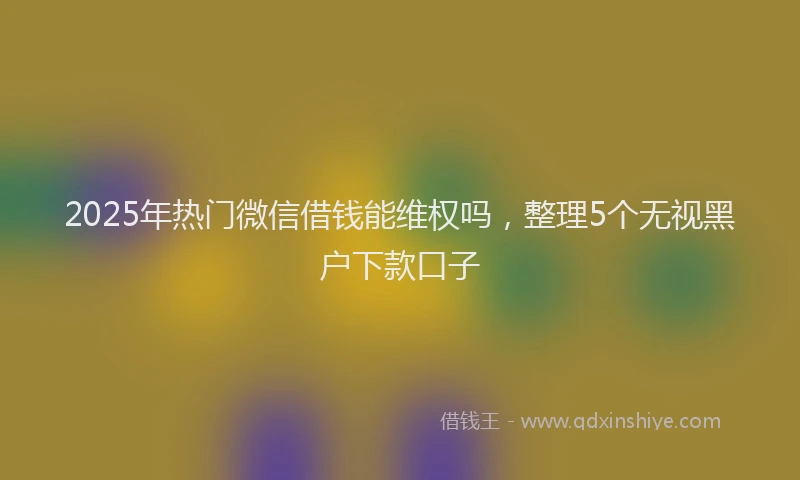 2025年热门微信借钱能维权吗，整理5个无视黑户下款口子